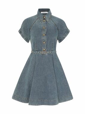 Zimmermann Blue Denim Fit-and-Flare Mini Dress